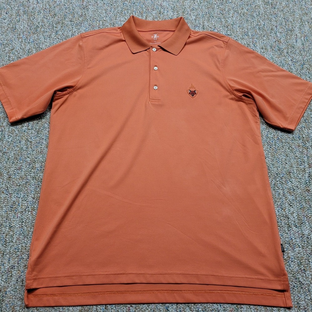 F&G Polo Shirt Men Large Tangerine Golf Performance Fox Chapel Pittsburgh Active